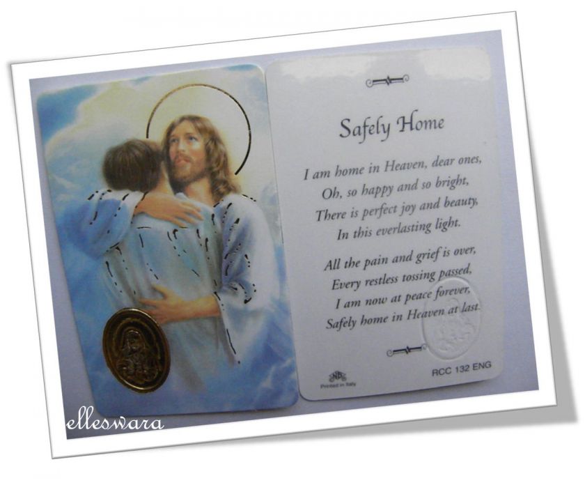 Laminated PRAYER Card w/GOLD Medal SAFELY HOME Wallet Size  