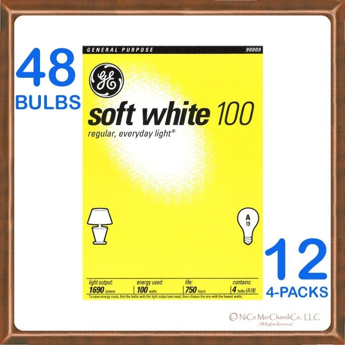 48~100 watt GE® Soft White Incandescent Light Bulbs 043168900096 