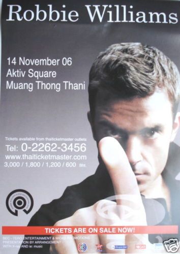 ROBBIE WILLIAMS 2006 BANGKOK, THAILAND CONCERT POSTER  