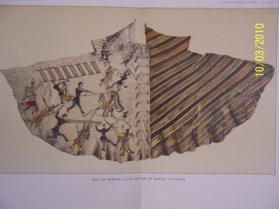 Antique 19th C Print American Indian Tipi of Battle  