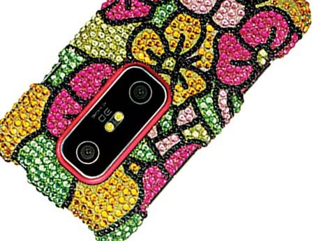   FLOWERS BLING CRYSTAL CASE COVER HTC EVO 3D Shiny BEDAZZLED  