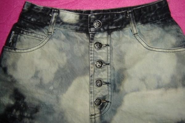BONGO Jeans VTG 80s USA Bleach BLACK HIGH WAIST CUT OFF DENIM SHORTS 
