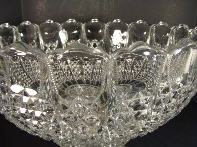   American Brilliant ANTIQUE Cut Glass Crystal PUNCH BOWL 14 Circa 1900