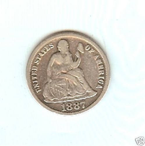 US Coin, 1887 Seated Liberty Dime  