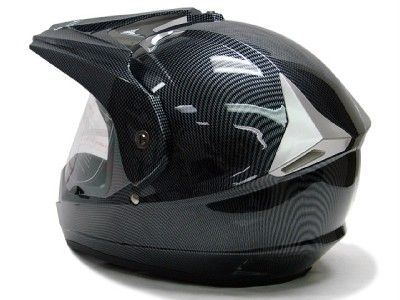Carbon Motocross Dual Sport ATV Hybrid Helmet +Shield~L  
