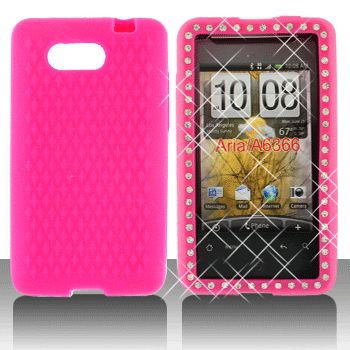 New For AT&T HTC A6366 Aria Phone Hot Pink Some Stone Accessory Skin 
