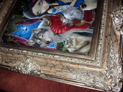   Jasmine Becket Griffith ORIGINAL PAINTING cat wolf gothic fairy art