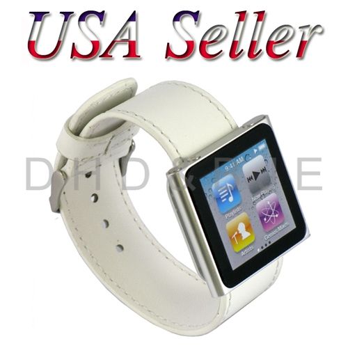 NEW White Leather Watch Band for Apple iPod Nano 6 USA  