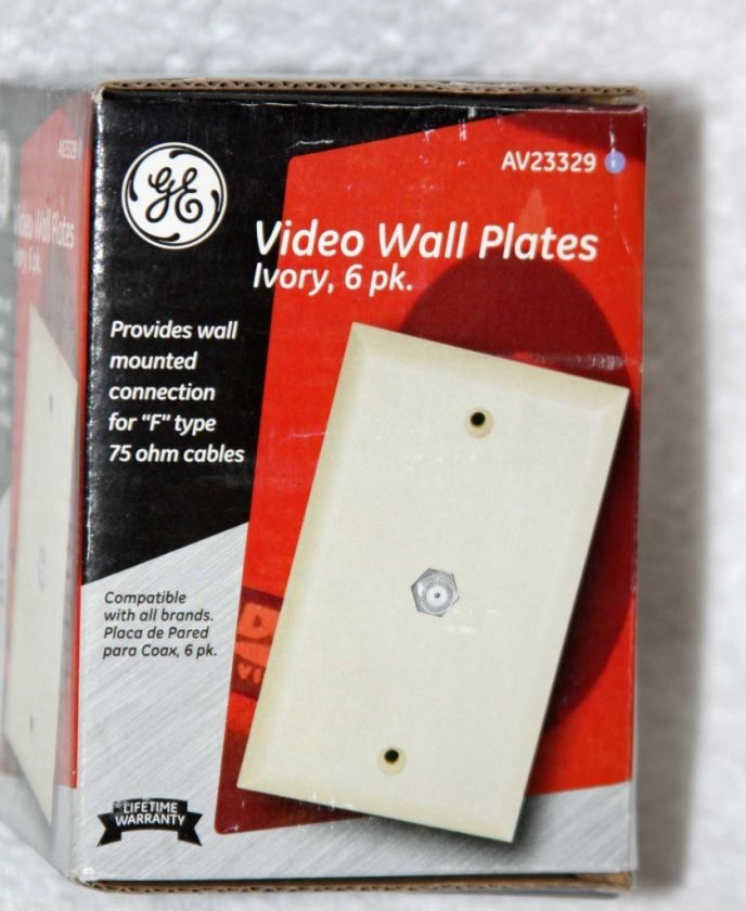 GE Coax Cat5 Video Wall Plates Ivory For F Type 75 OHM Cable Wire 